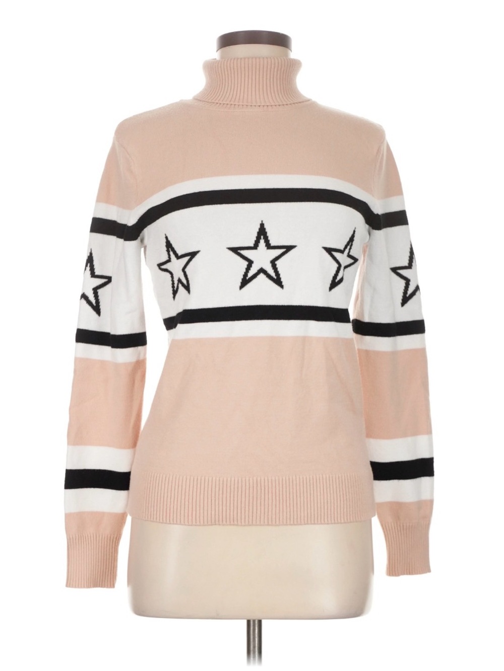 Antonio Melani Turtleneck Sweater XL Light Brown Tan Stars XL